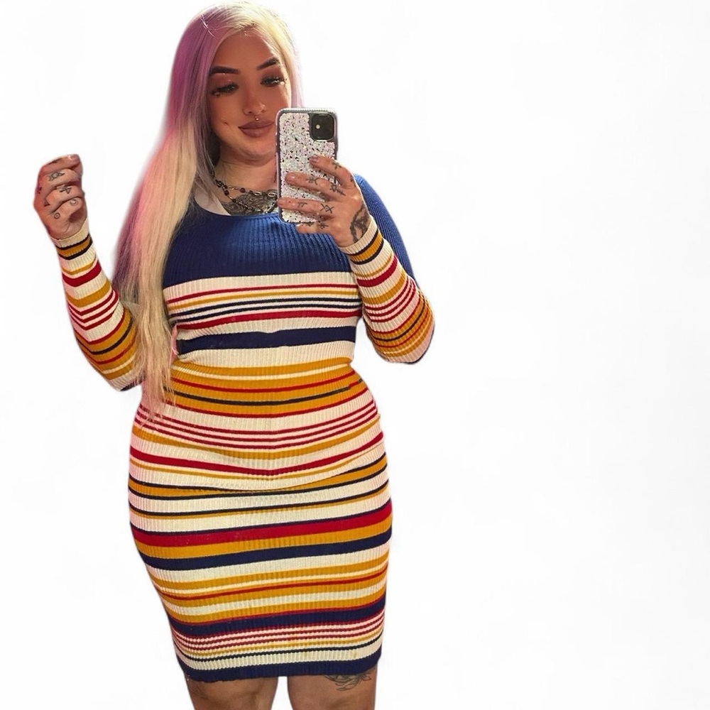 Striped Multicolor Ribbed Dress